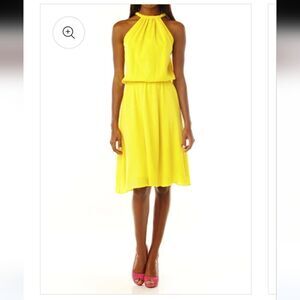 Daniela Corte Opening Dress, Yellow, Open Back,‎ 100% Silk, Size 40, Small